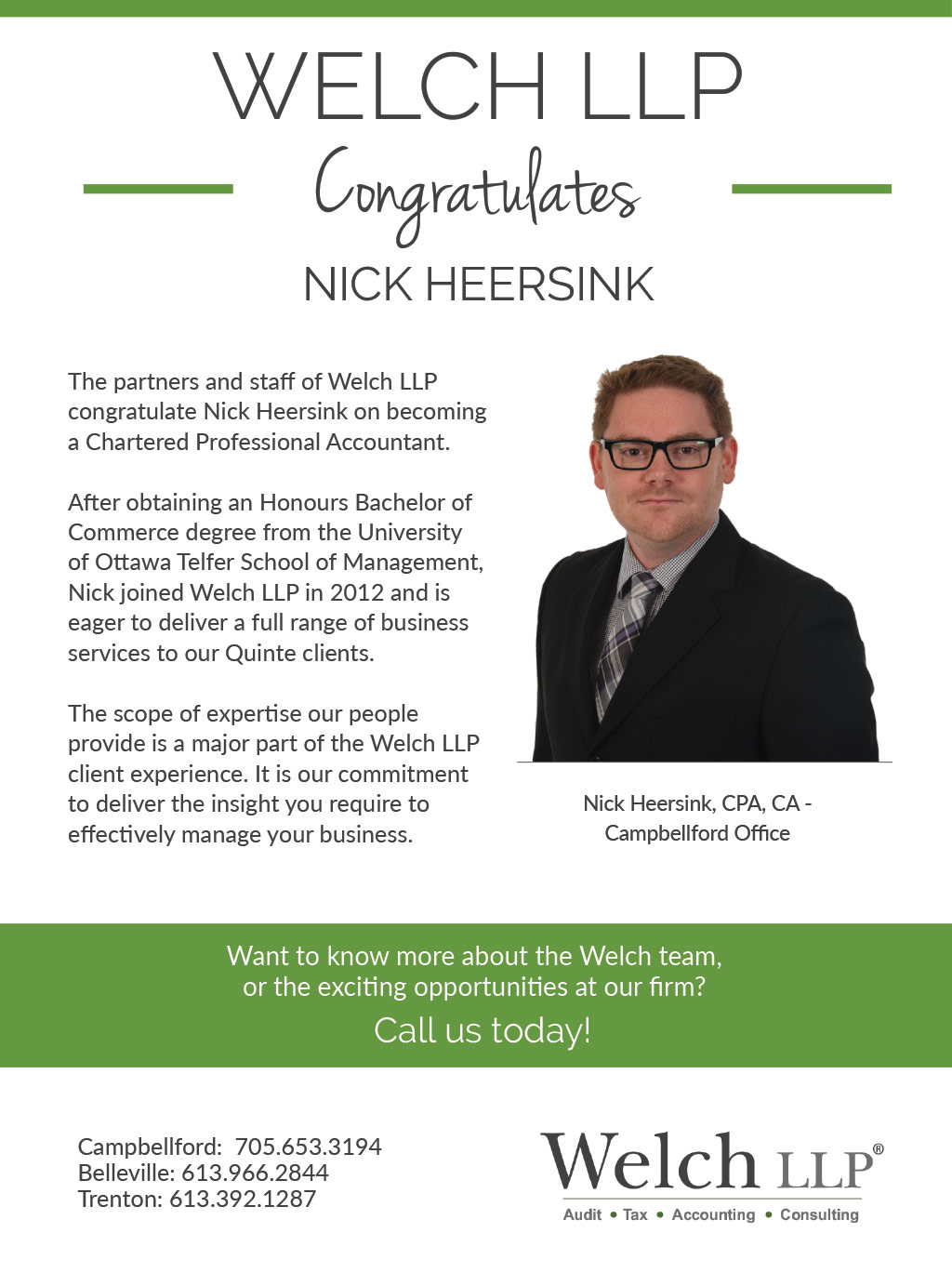  Congratulations to our newest CPA, Nick Heersink