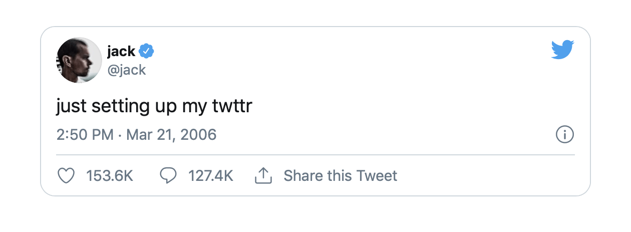 Screenshot of Twitter Founder's first Tweet