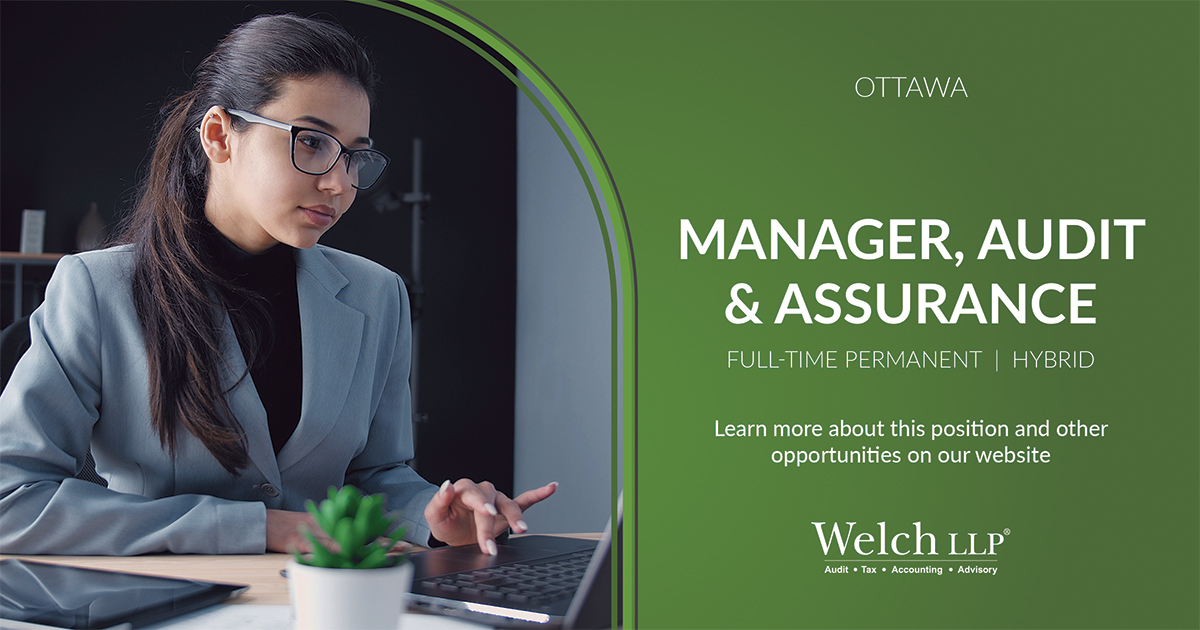 Manager, Audit & Assurance Welch LLP